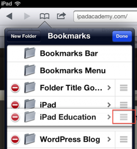 Safari bookmark folders arrange