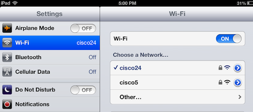 choosing an iPad wi-fi network 