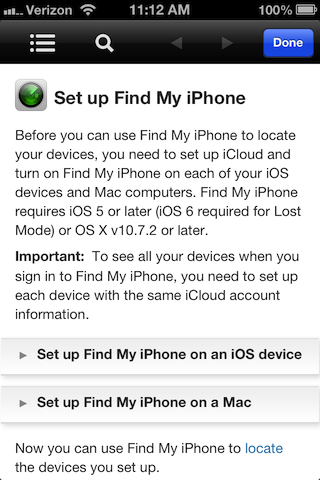 Find My iPhone help