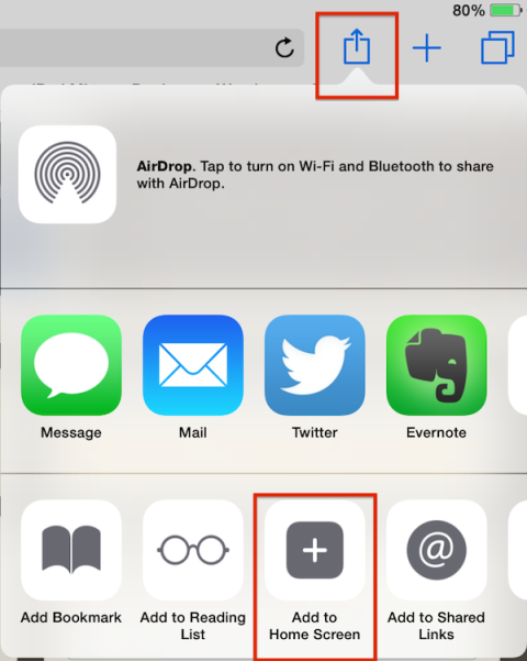 Safari share icon iOS 8