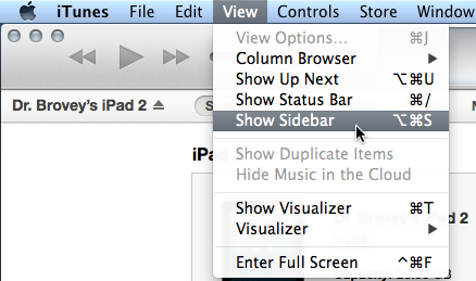 View sidebar menu